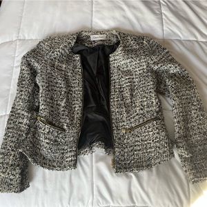 Black and White tweed Calvin Klein short Jacket in Good Condition.